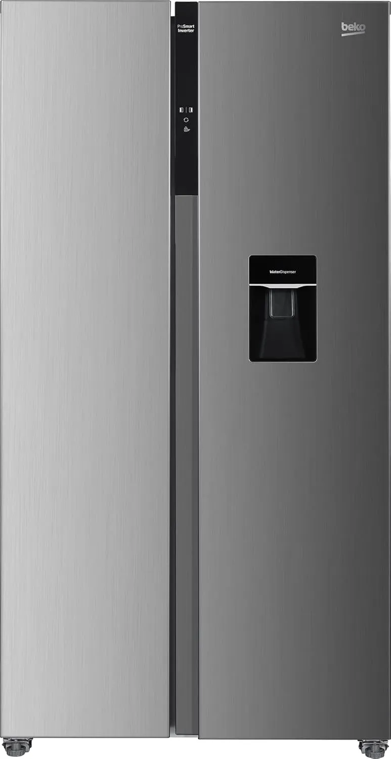 Bild von Beko GNO5322WDXPN Side-by-Side Kühlschrank mit 532 Litern Gesamtvolumen und Edelstahloberfläche, inklusive NoFrost und Wasserspender