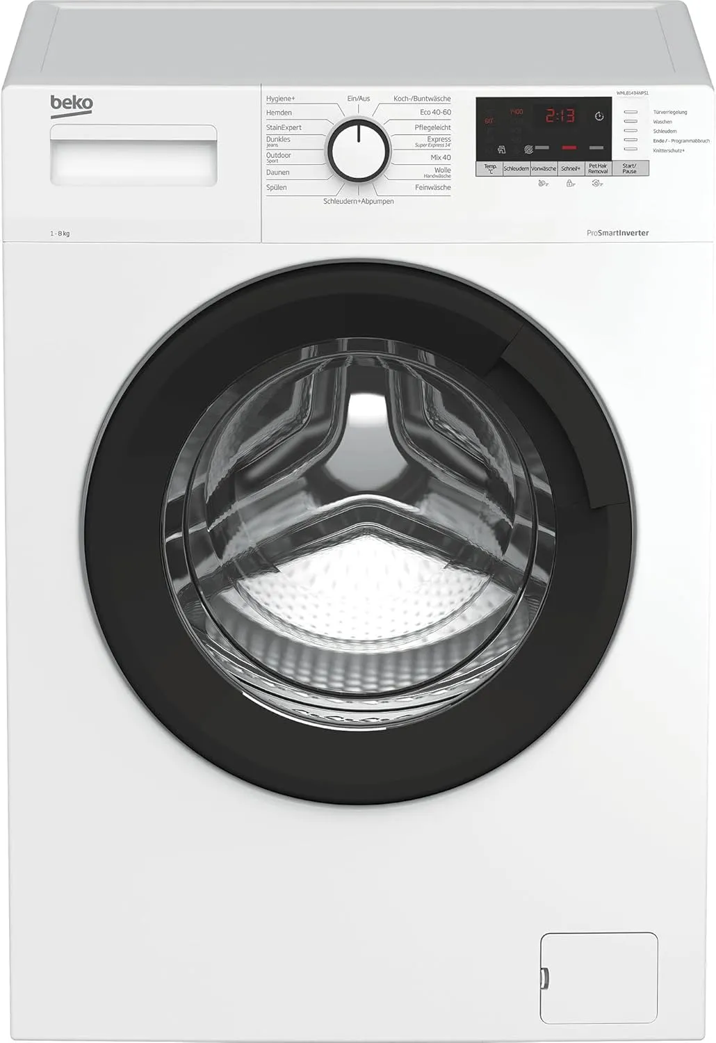 Bild von Beko WML81434NPS1 Waschmaschine mit 8 kg Fassungsvermögen, Pet Hair Removal, Nachlegefunktion und ProSmart Inverter Motor in Weiß