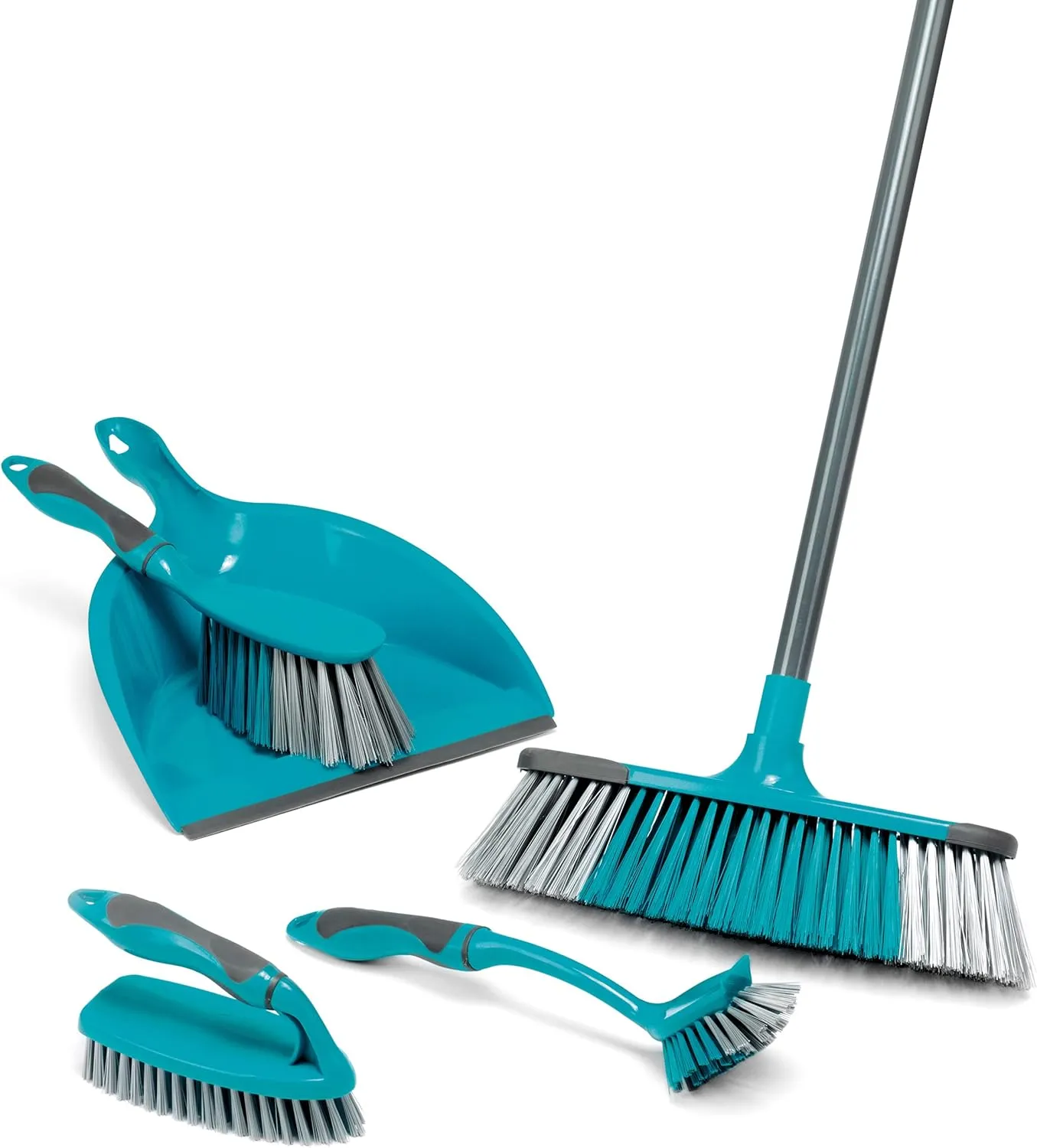 Bild von Beldray LA024152TQ 5-teiliges Reinigungsset in Türkis mit Besen, Kehrschaufel, Bürste, Scheuerbürste und Spülbürste