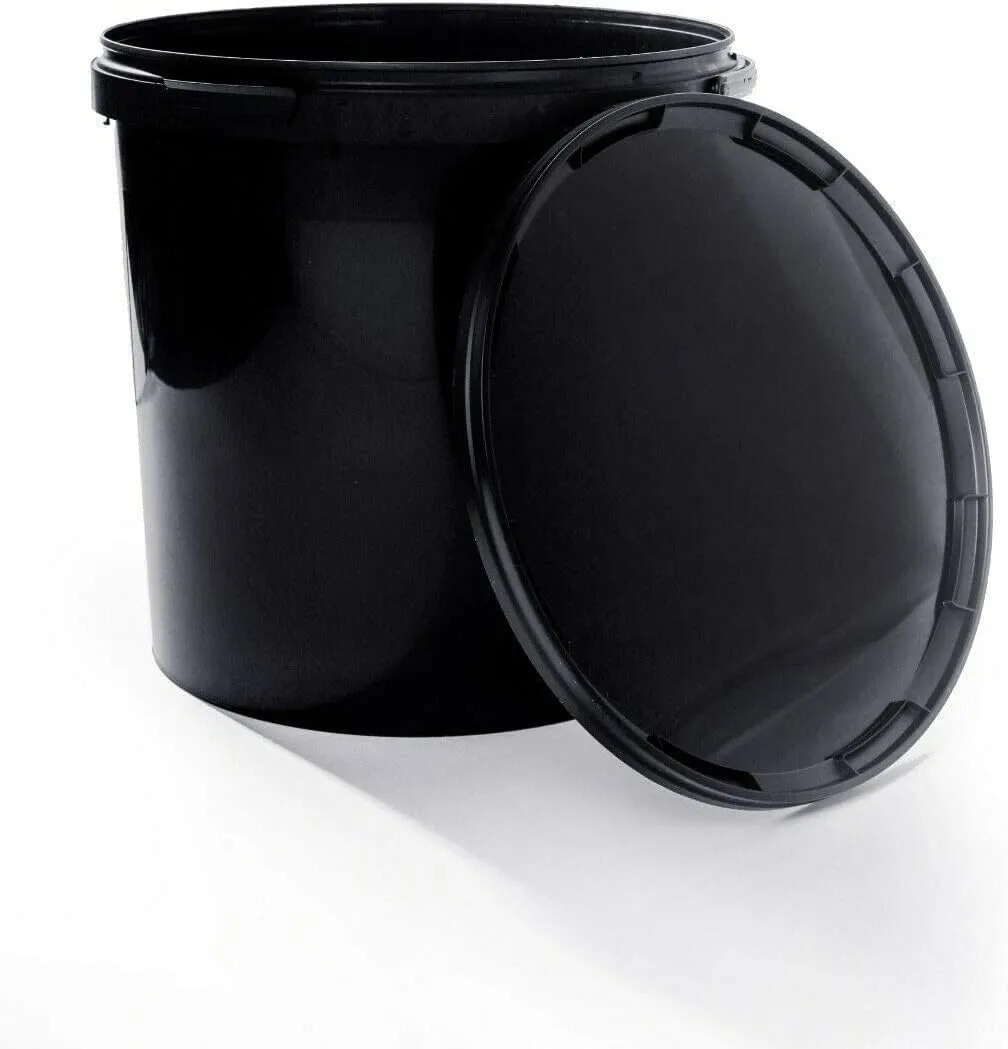 Bild von BenBow 30 Liter Eimer mit Deckel in Schwarz, lebensmittelecht, stabil und auslaufsicher, mit Griffen