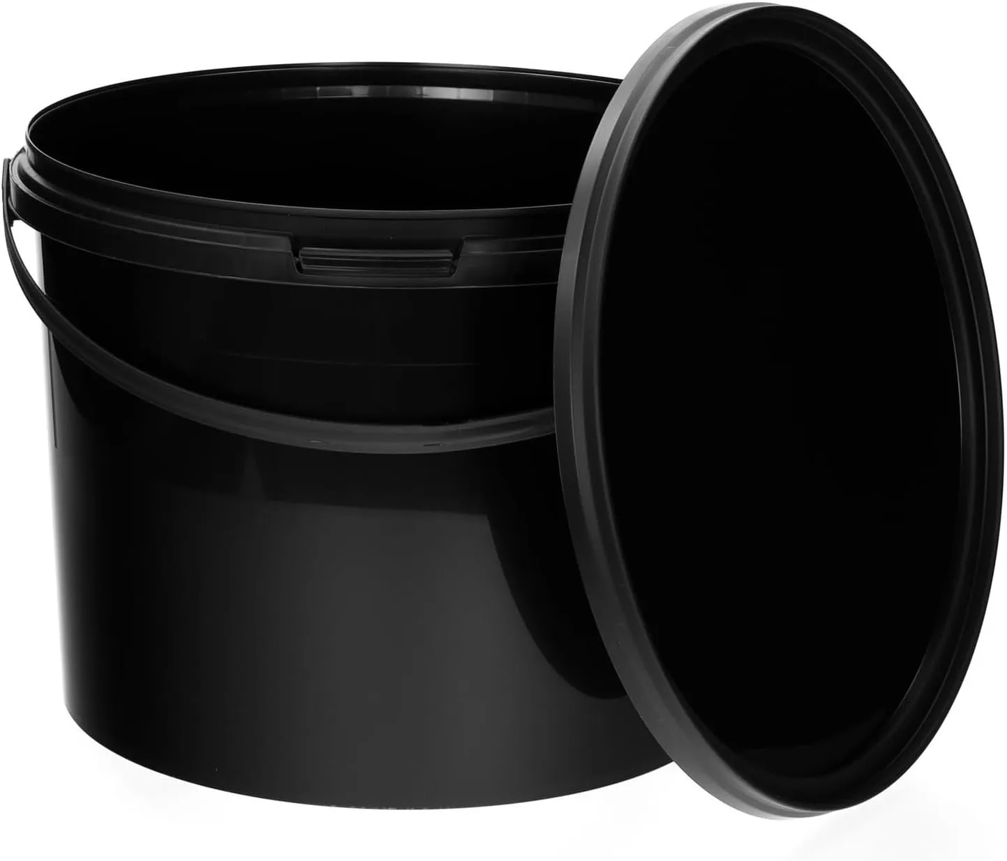 Bild von BenBow 5 Liter Eimer mit Deckel in Schwarz, lebensmittelecht und auslaufsicher, idealer Aufbewahrungsbehälter aus Kunststoff mit Henkel