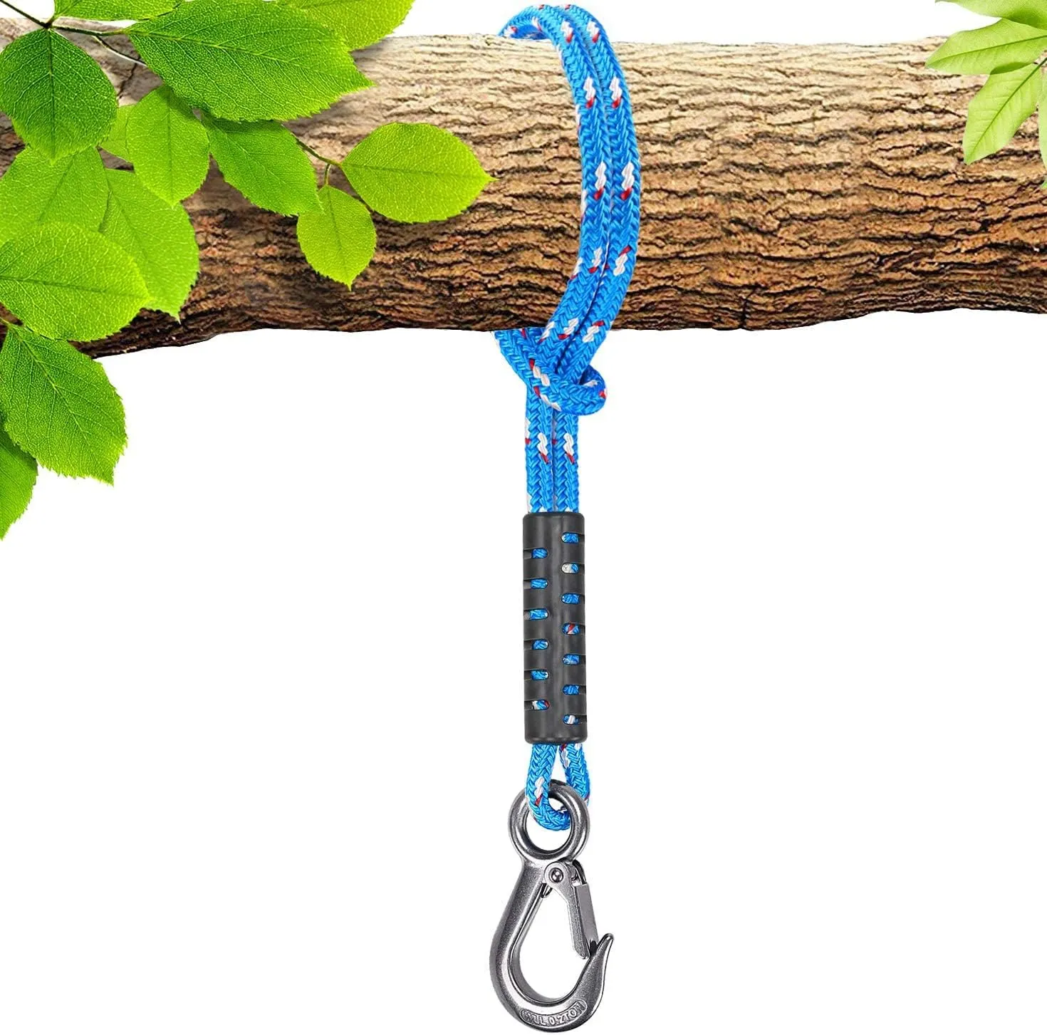 Bild von BeneLabel Schaukel Baumbefestigung mit 0,5 Meter Seil und Haken, belastbar bis 400 lbs, für Hängesessel und Spielplatz, 10 mm Durchmesser, blau