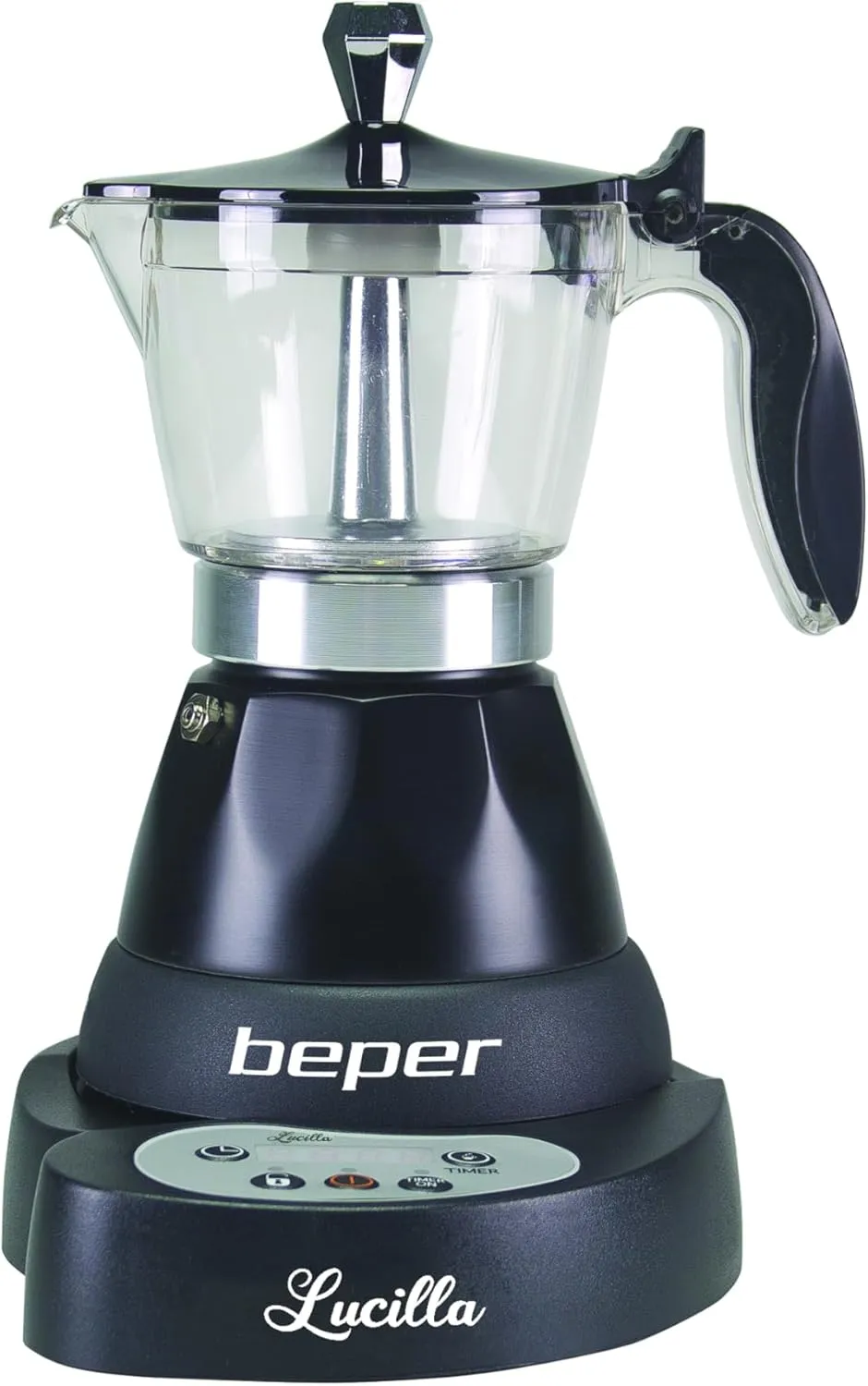 Bild von BEPER Lucilla Kaffeemaschine für 3 Tassen mit programmierbarem Timer und 30 Minuten Warmhaltefunktion in Schwarz