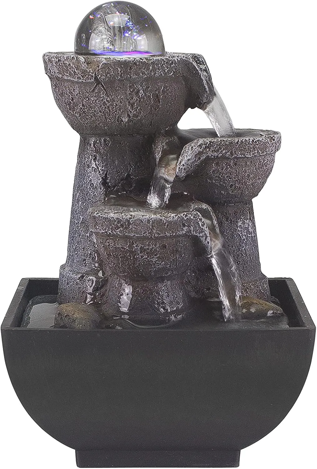 Bild von BEPER P201UTP200 Zimmerbrunnen mit Wasserfall und Beleuchtung in Schwarz aus Harz, klein
