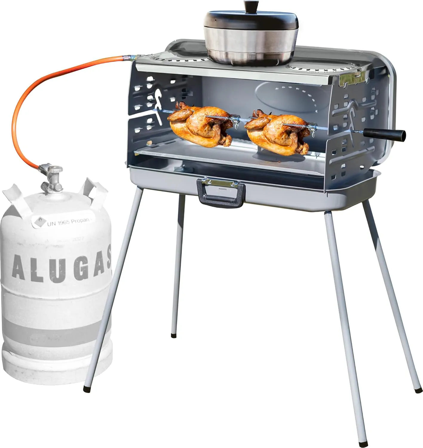 Bild von BERGER Klappbarer Camping Gasgrill mit 3 Brennern und Grillspieß
