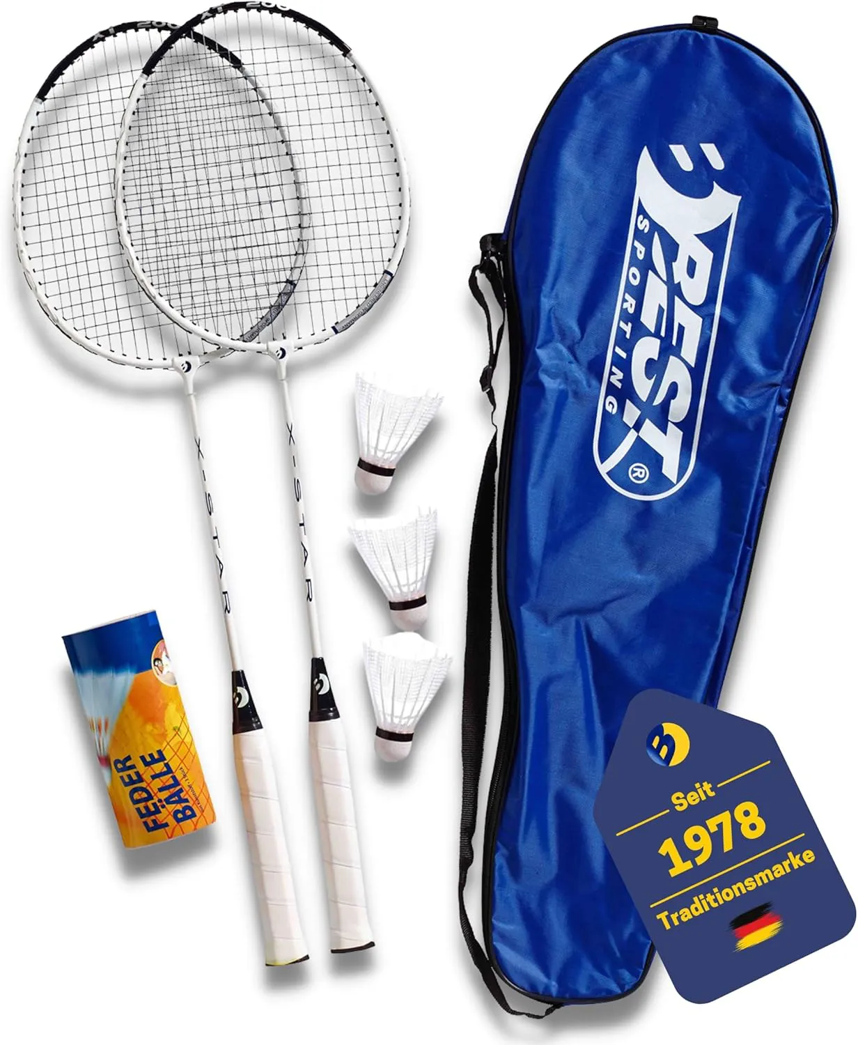 Bild von Best Sporting Badminton Set mit 2 leichten Schlägern, Bällen und Tragetasche für Freizeitaktivitäten im Garten, Park oder am Strand