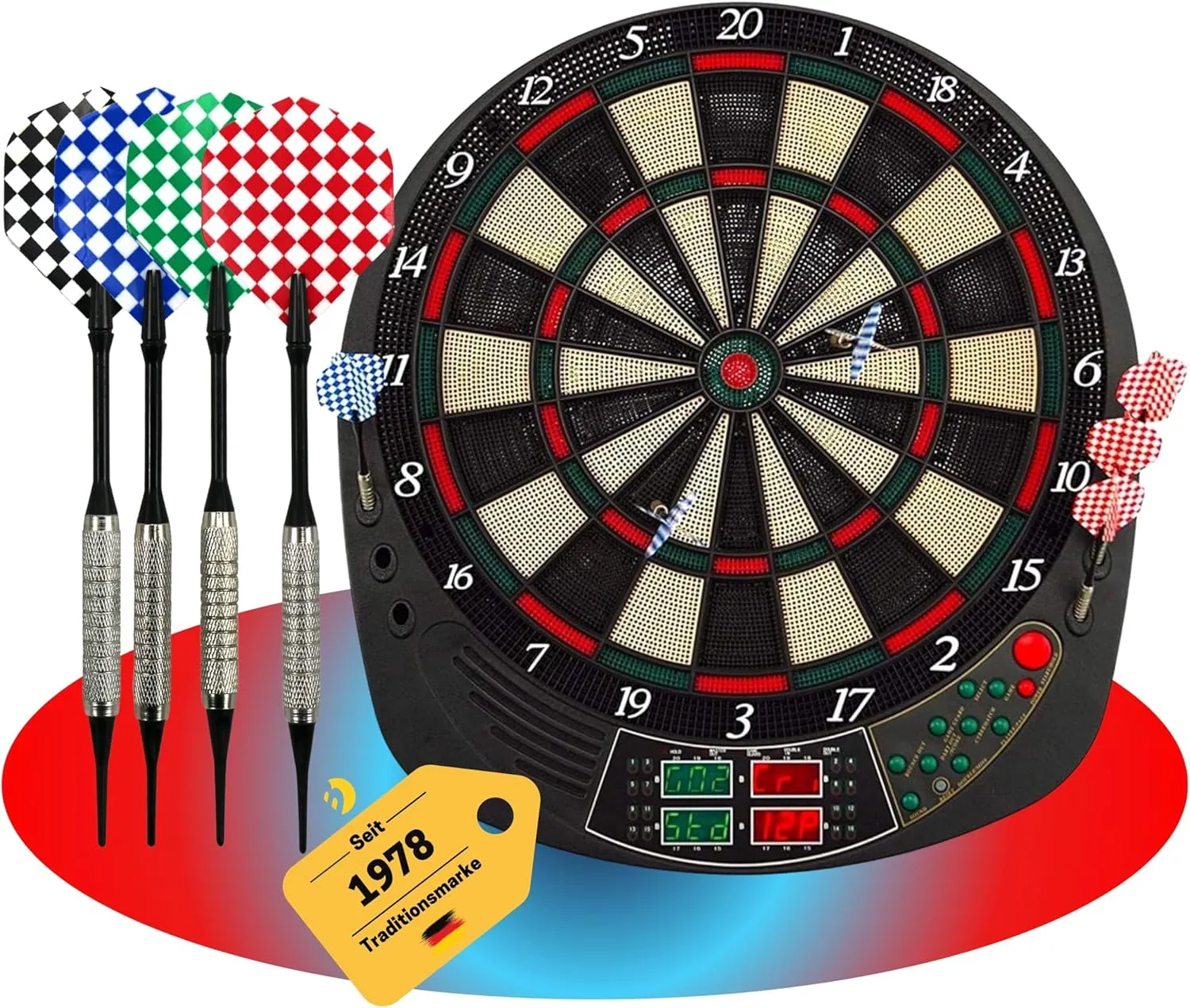 Bild von Best Sporting Coventry elektronische Dartscheibe für bis zu 16 Spieler mit 27 Spielen und 159 Varianten, inklusive 12 Dartpfeilen und LED-Anzeigen