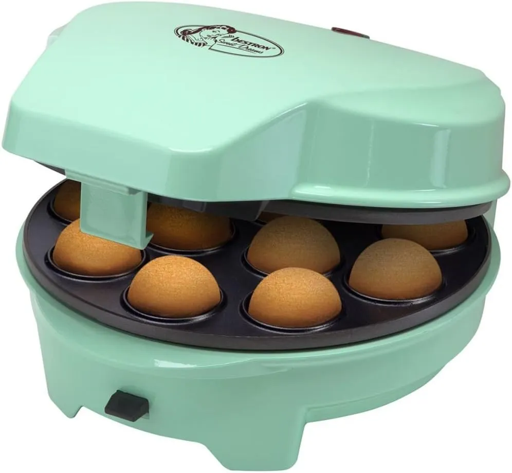 Bild von Bestron 3-in-1 Waffeleisen mit auswechselbaren Platten für Waffeln, Donuts und Cake Pops, 700 Watt, mintgrün
