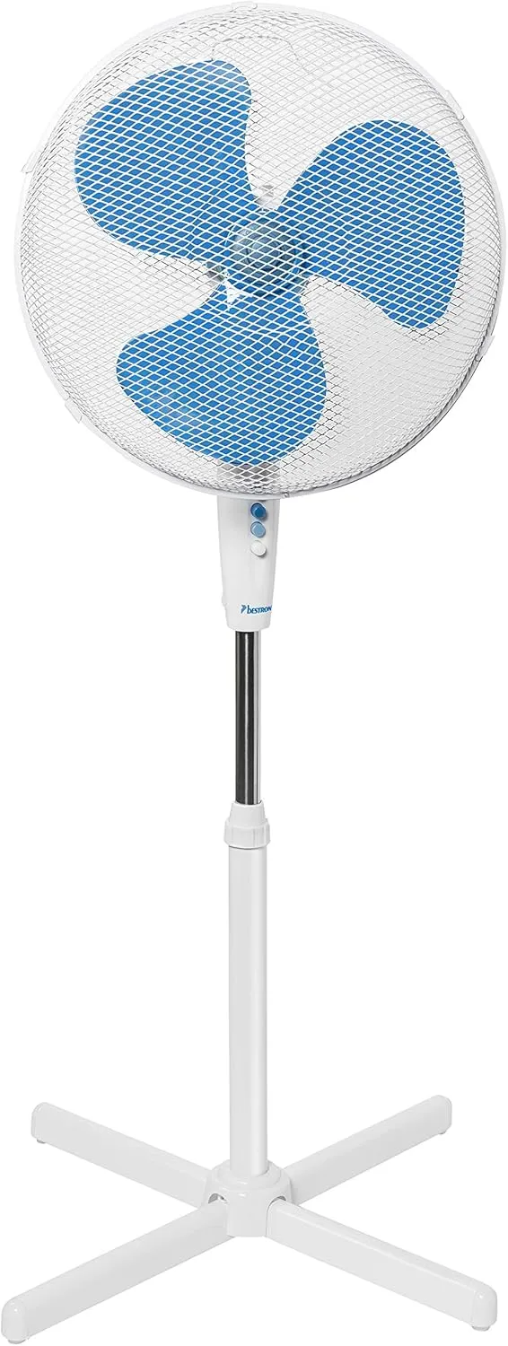 Bild von Bestron ASV45W Standventilator mit 45 cm Durchmesser, drei Geschwindigkeitsstufen, 75° Oszillation und höhenverstellbar bis 122 cm in Weiß