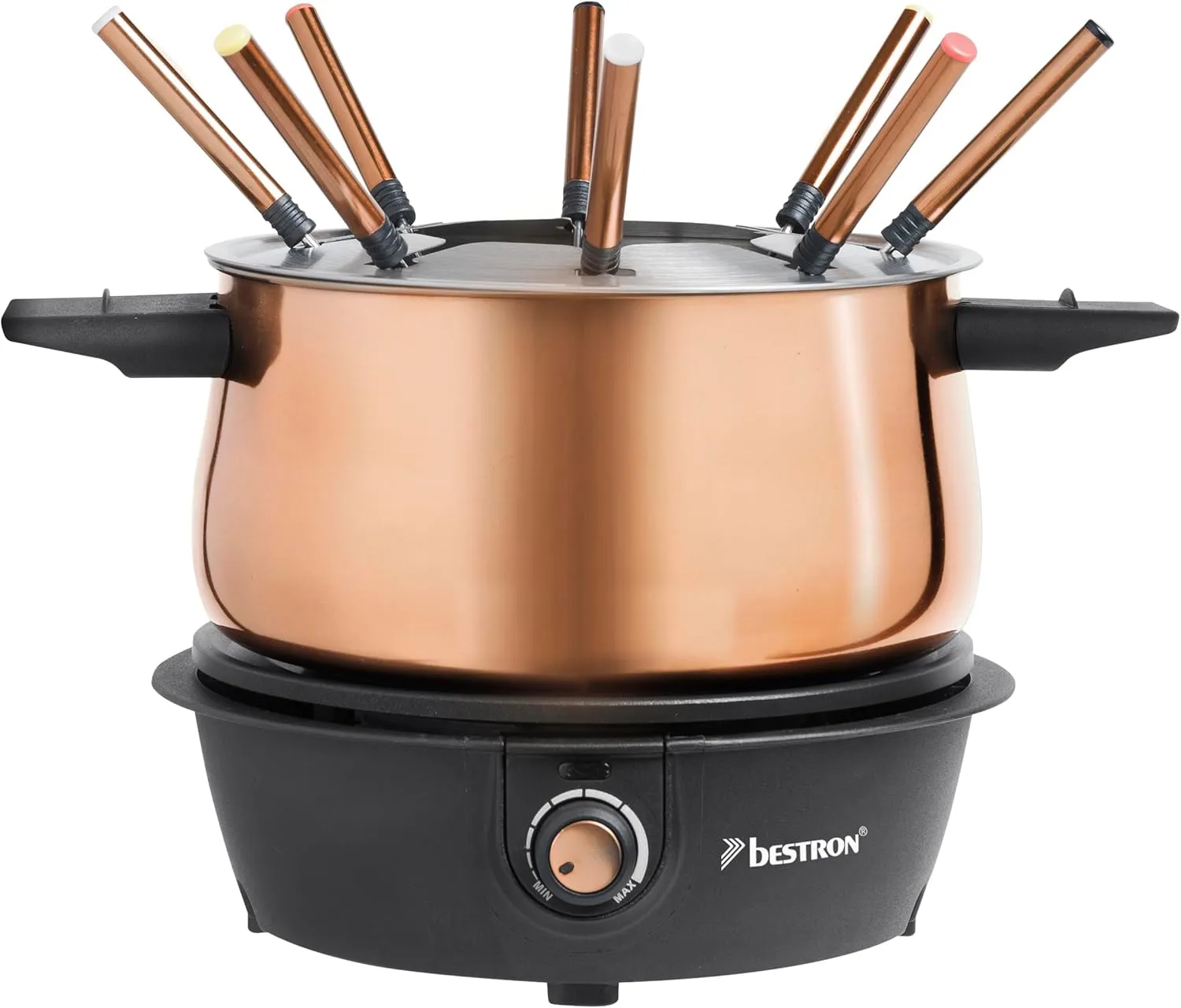 Bild von Bestron elektrisches Fondue Set für bis zu 8 Personen mit 8 Fonduegabeln und stufenlosem Thermostat in Kupferfarbe