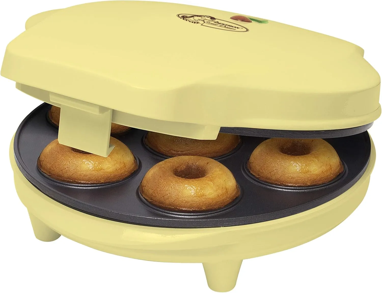 Bild von Bestron Mini Donut Maker im Retro Design für 7 Donuts mit Antihaftbeschichtung und 700 Watt in Gelb