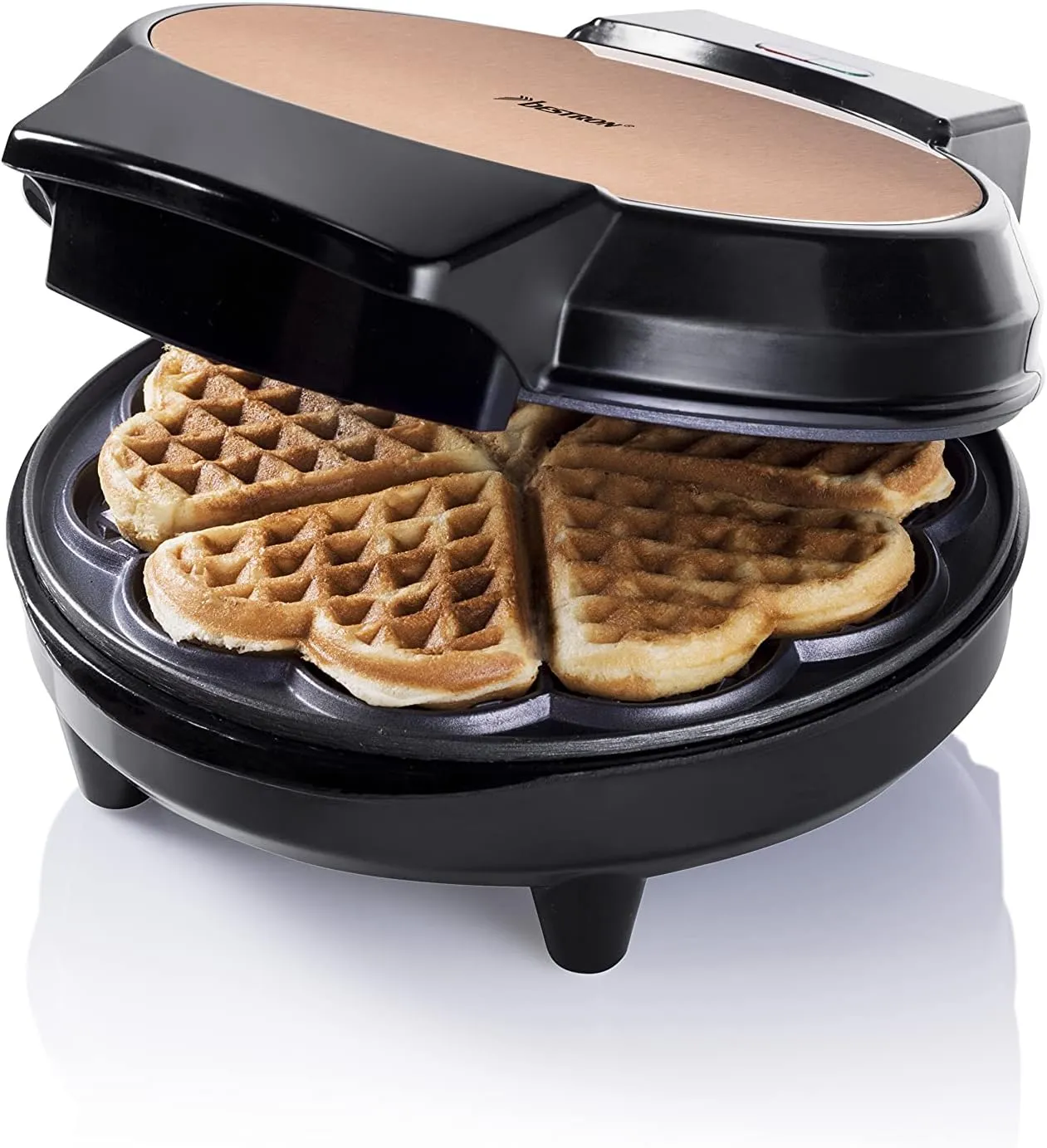 Bild von Bestron Waffeleisen für Herzwaffeln mit Antihaftbeschichtung und 700 Watt in Kupfer