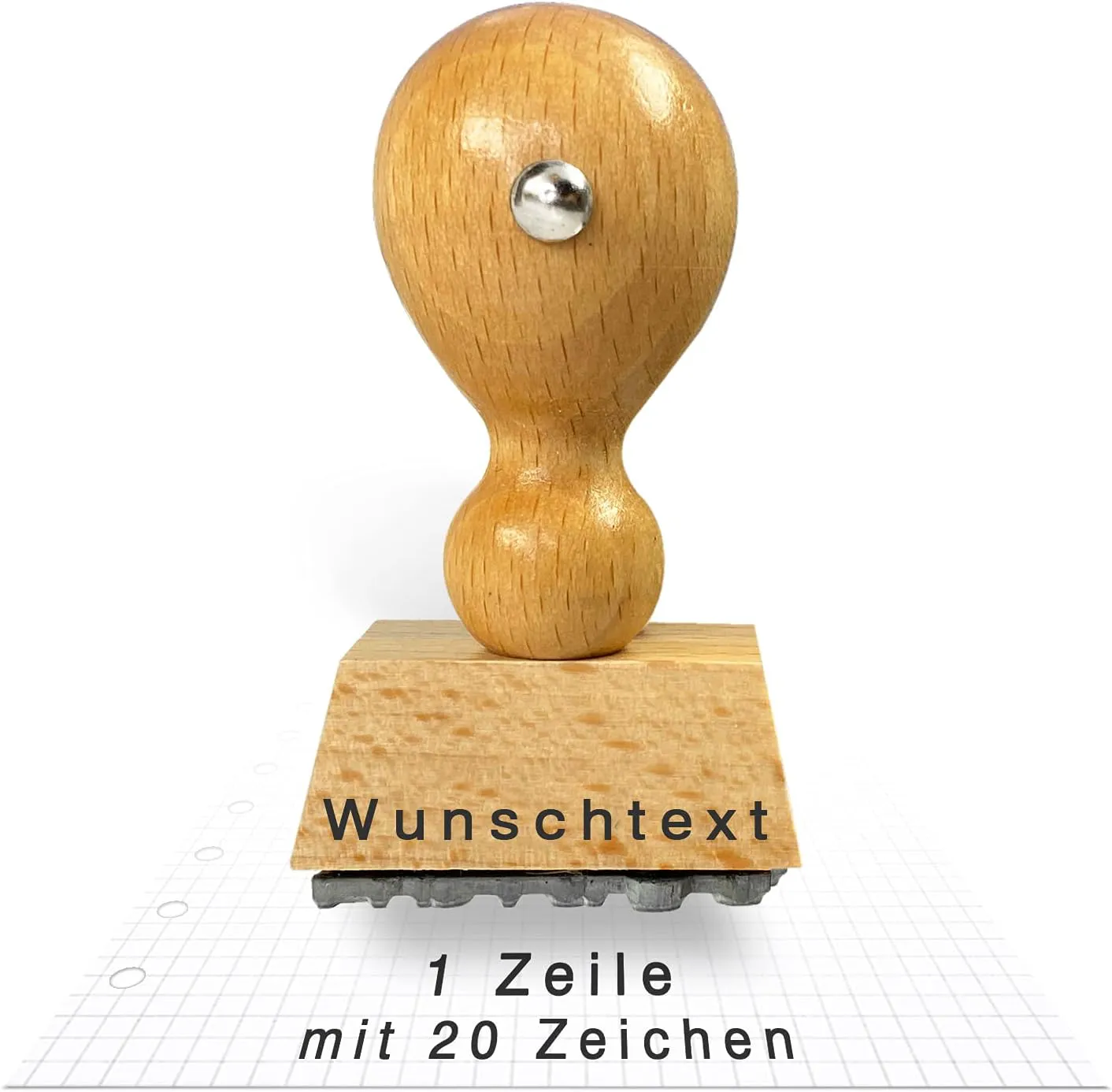 Bild von Betriebsausstattung24 Holzstempel aus Buchenholz mit individueller Textplatte in der Größe 33 x 6 mm