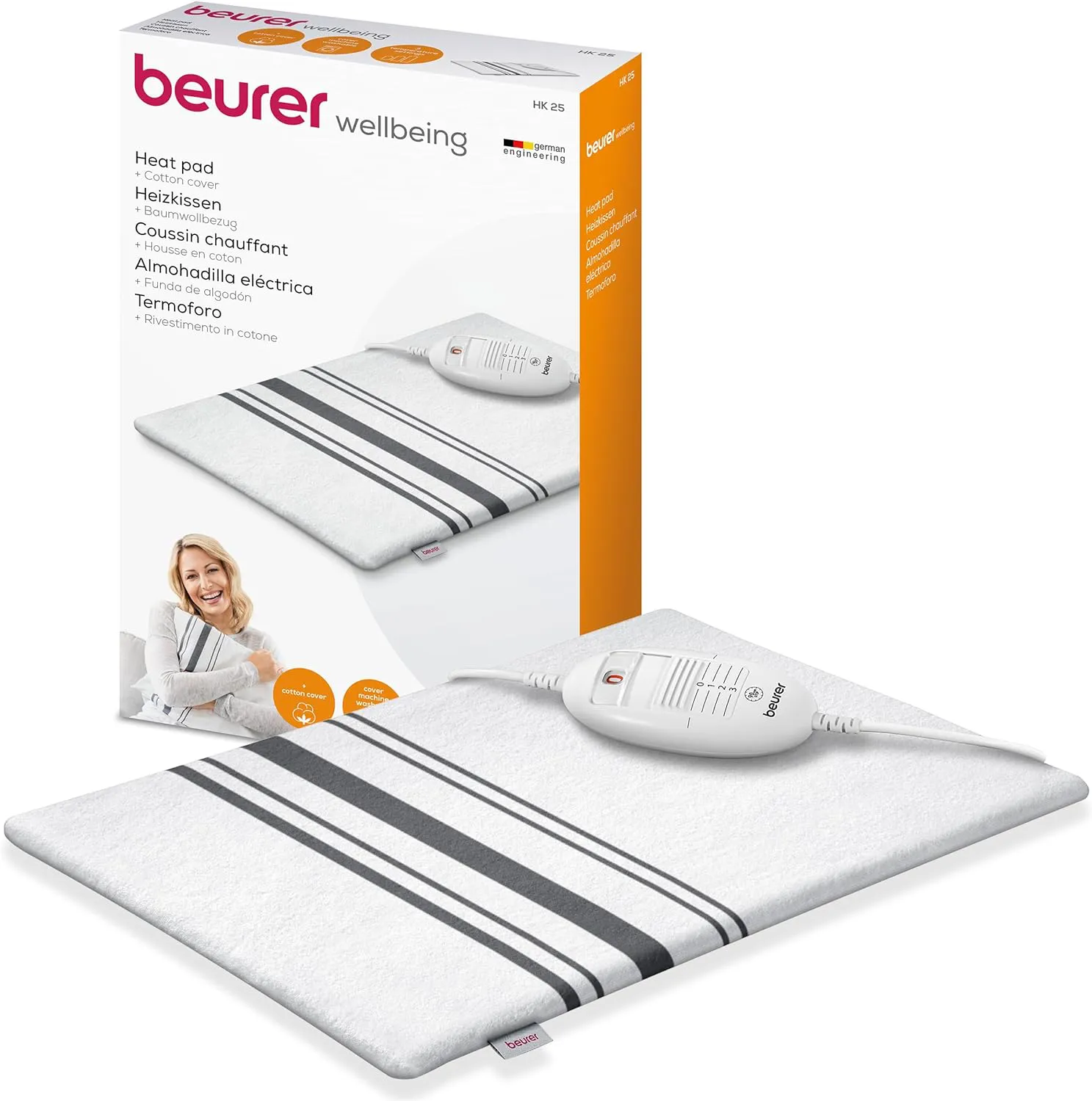 Bild von Beurer HK 25 Heizkissen mit 3 Temperaturstufen, Abschaltautomatik und waschbar in 40 x 30 cm, weiß-grau