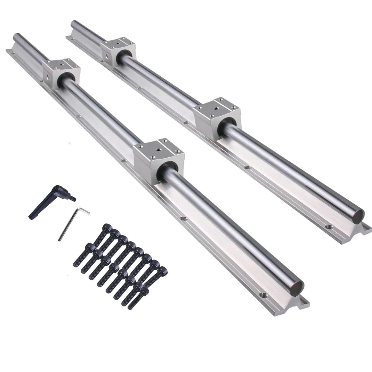 Bild von BEVDICNC SBR16 Linearschiene 1000 mm im 2er Set mit 4 SBR16UU Lagerblöcken für DIY 3D-Drucker und CNC-Maschinen