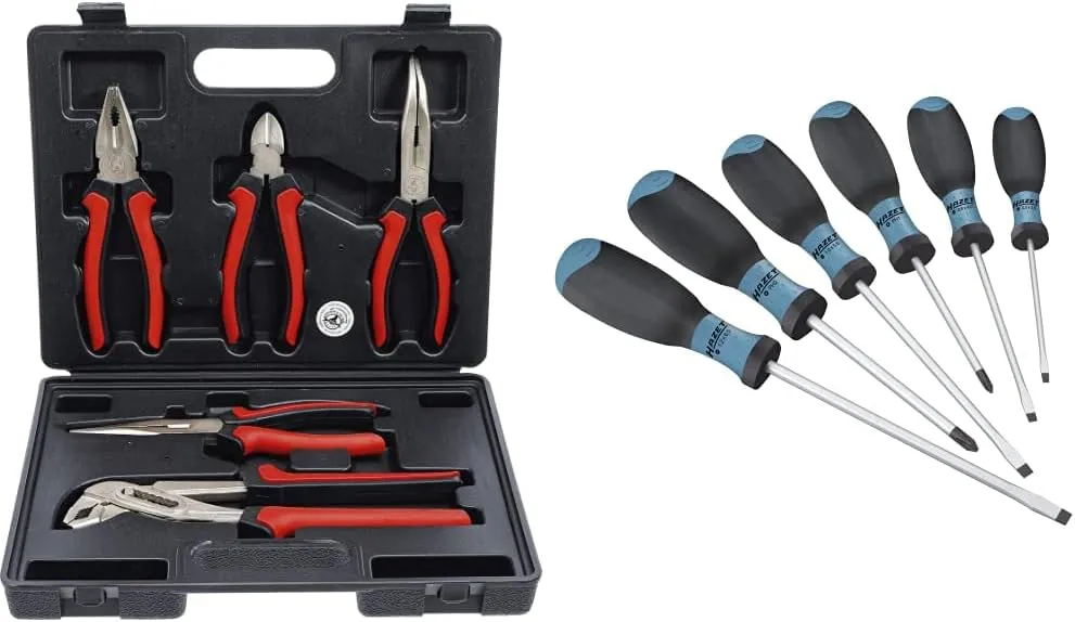 Bild von BGS 330 Zangen Set mit 5 Teilen und HAZET 810SPC/6 Schraubendreher Set mit 6 Teilen und rutschfestem Griff