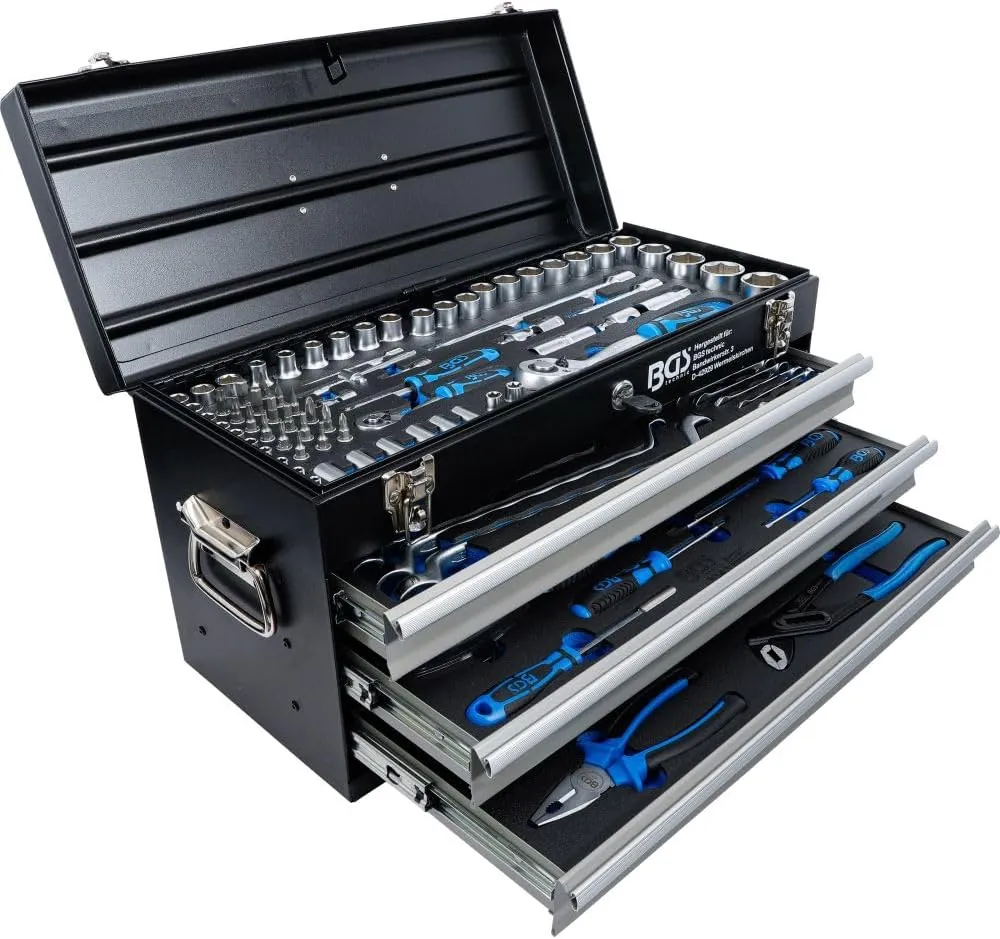 Bild von BGS 3318 Metall Werkzeugkoffer mit 143 Werkzeugen und 3 Schubladen