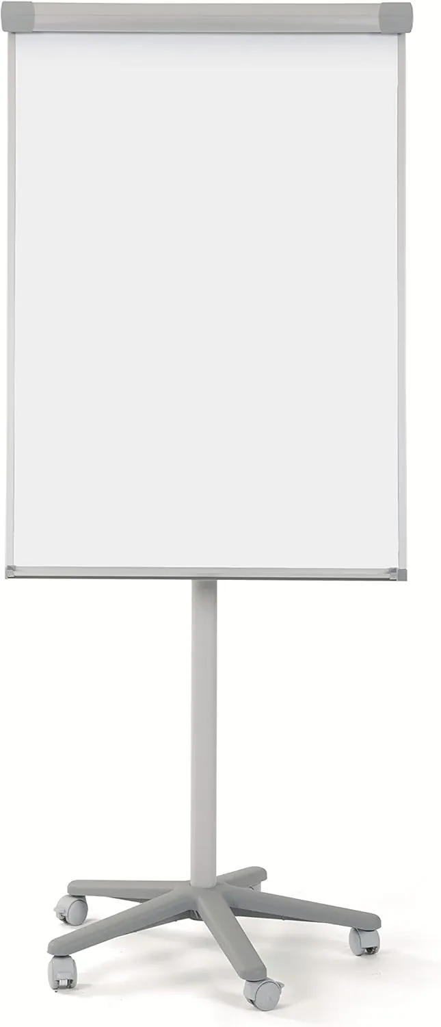 Bild von Bi-Office mobiles Flipchart mit Aluminiumrahmen und magnetischer Tafelgröße 70 x 100 cm, Gesamthöhe 180 cm, grau, ausgestattet mit 5 Rollen
