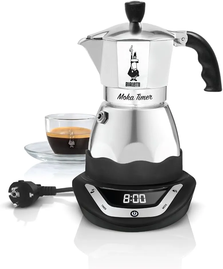 Bild von Bialetti Elektrische Moka mit Timer für 6 Tassen in Silber und Schwarz