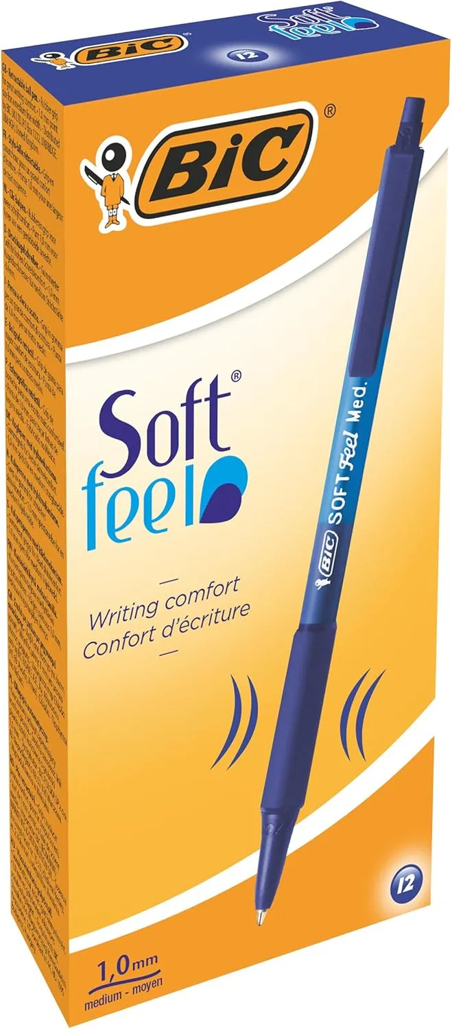 Bild von BIC Kugelschreiber Set mit Soft Feel Grip, 1,0 mm, in Blau, 12 Stück