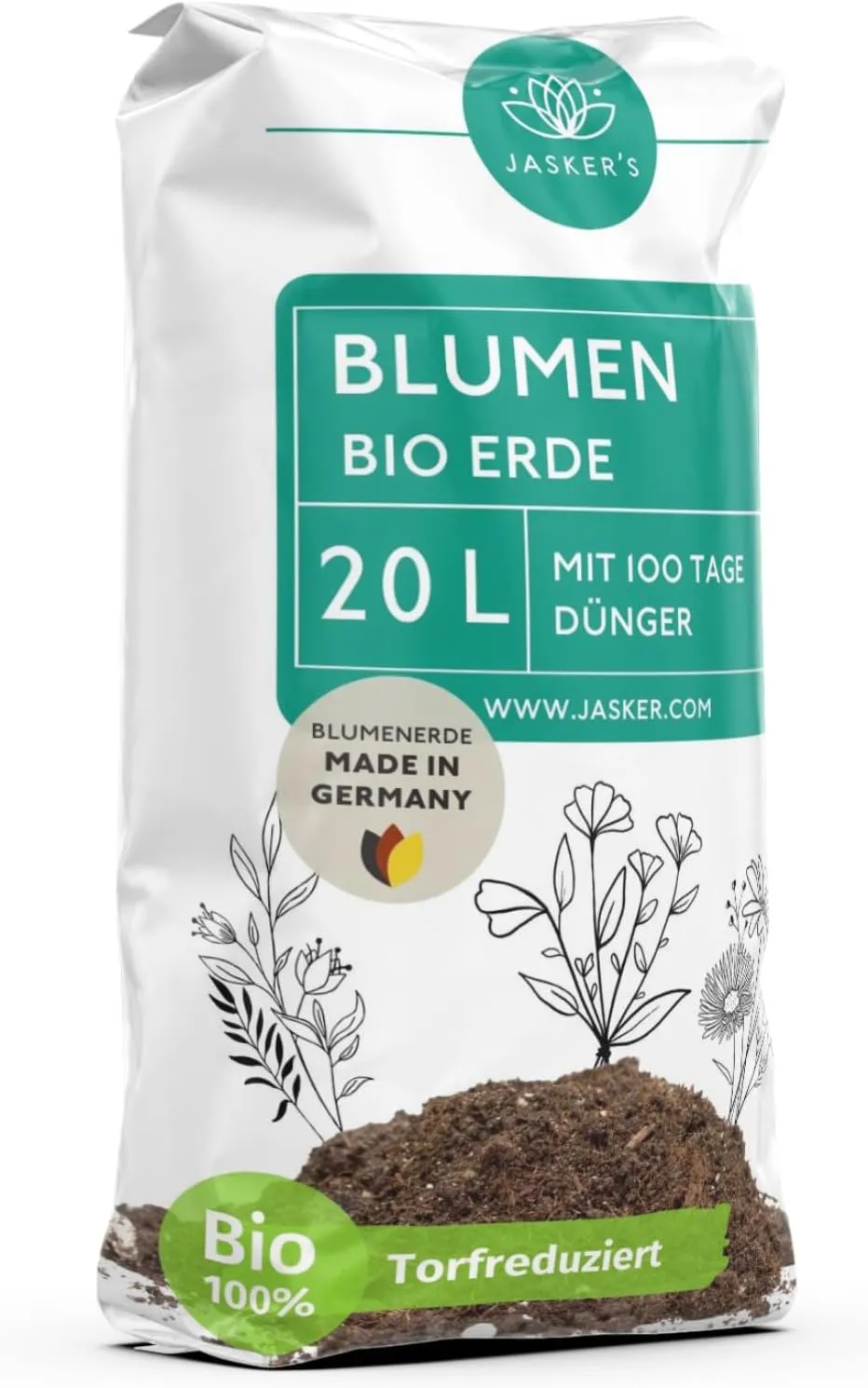 Bild von Bio Blumenerde 20 Liter mit Dünger aus 100% natürlichen Rohstoffen für kräftige Pflanzen