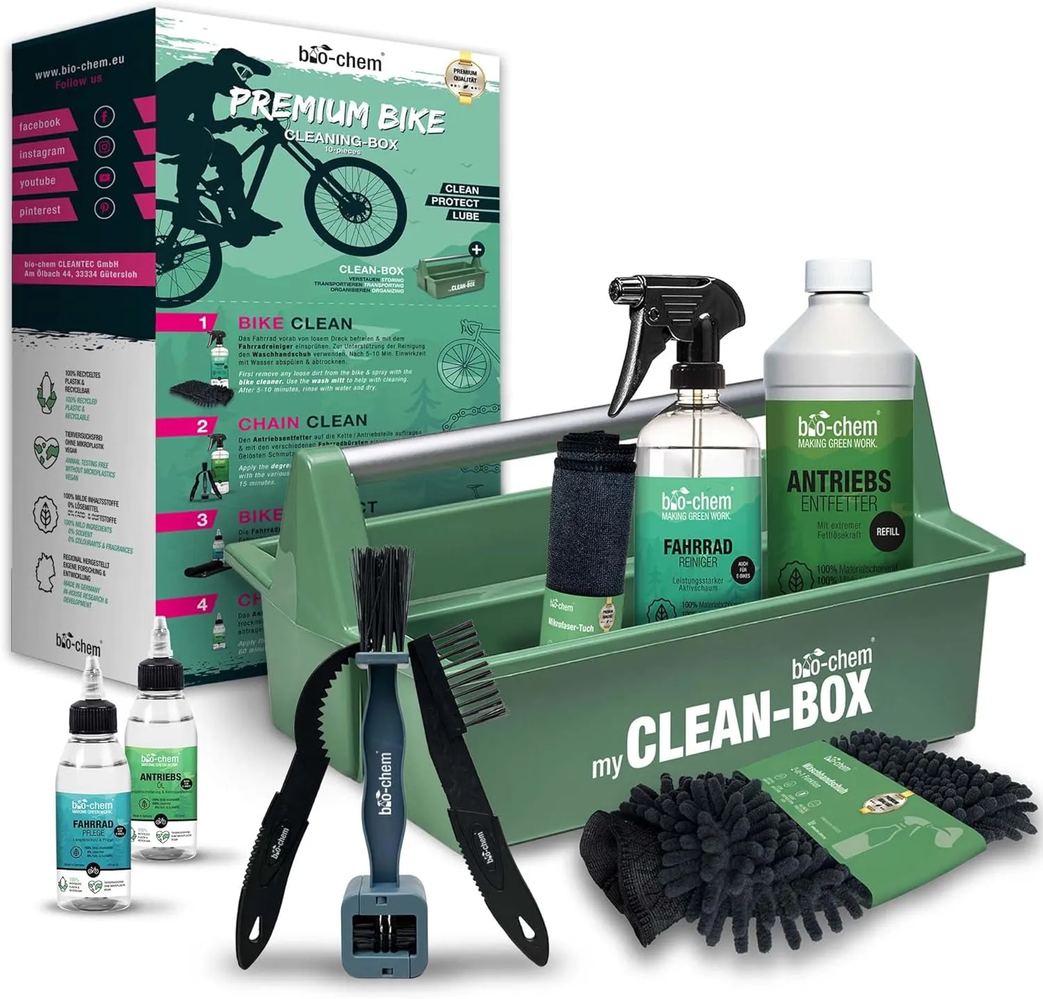 Bild von bio-chem Premium Fahrrad Reinigungsset mit 10 Teilen für alle Fahrräder und E-Bikes