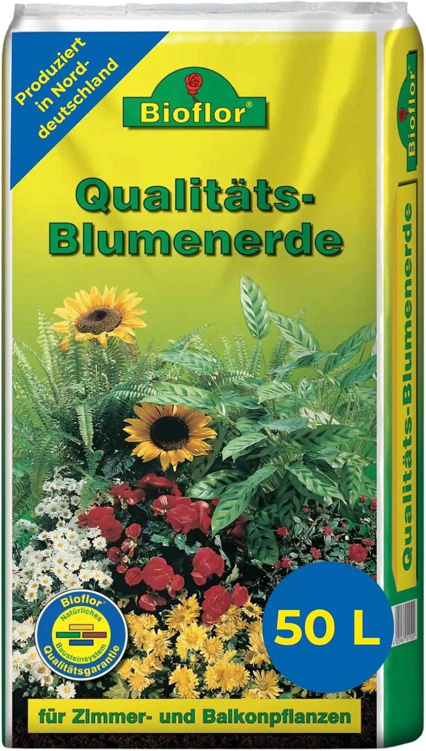 Bild von Bioflor Blumenerde 50 L für gesunde Garten-, Balkon- und Zimmerpflanzen mit optimaler Nährstoffversorgung