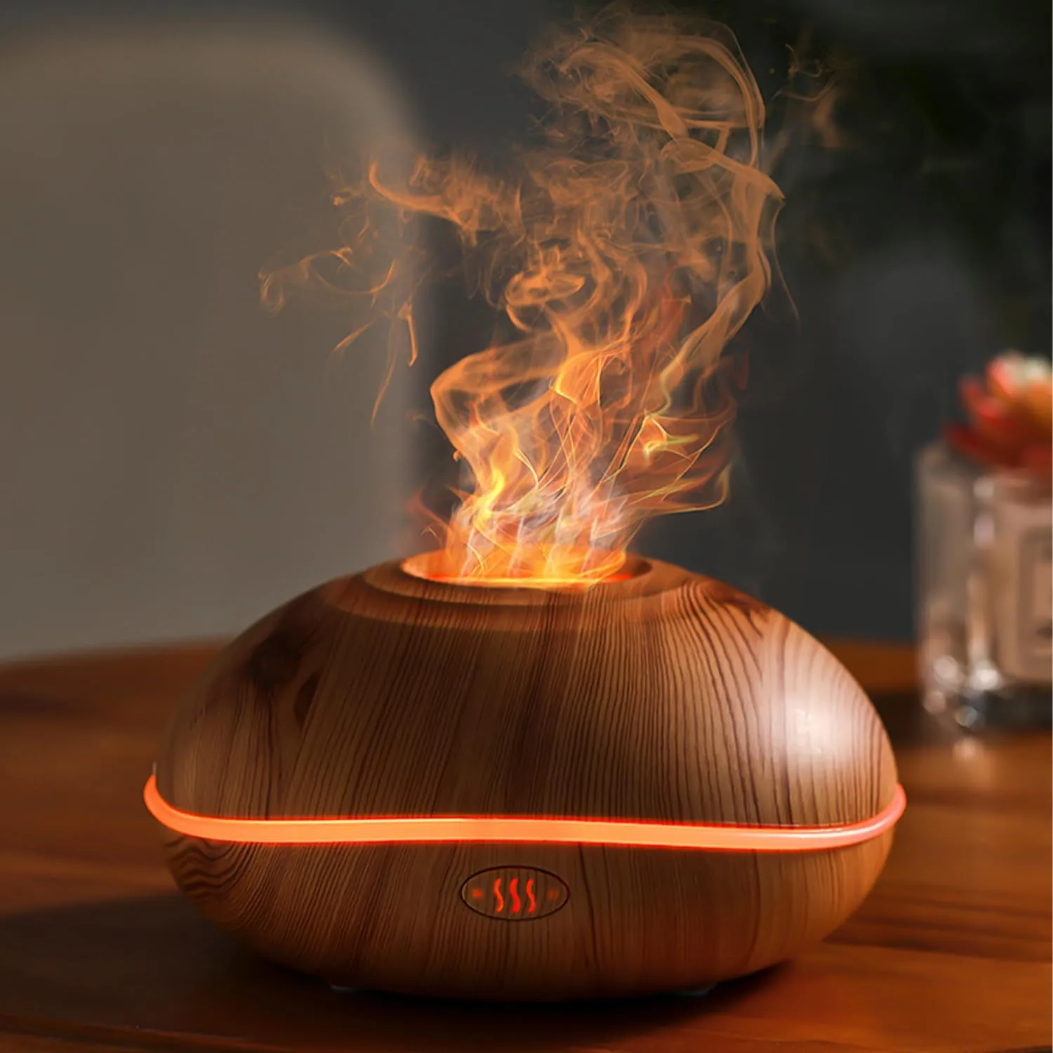 Bild von Birshe Aromatherapielampe 200 ml mit Flammen-Diffuser und 7 Farben Licht für ätherische Öle, geräuscharm und mit Wasserlose Abschaltautomatik