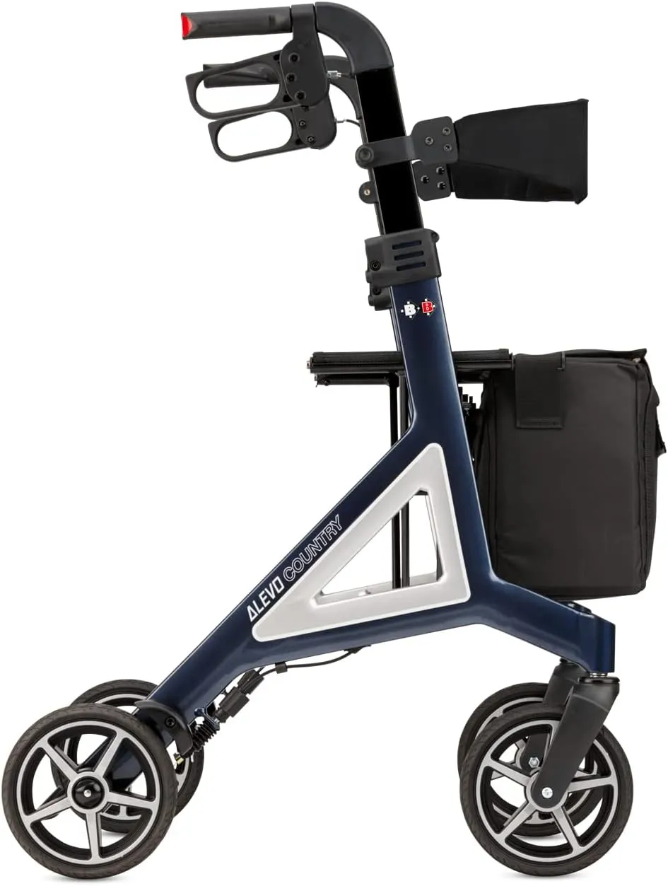 Bild von Bischoff & Bischoff Alevo Country faltbarer Rollator für drinnen und draußen, mit Profil-Bereifung und abnehmbarer Tasche, Sitzhöhe 58,5 cm, Nachtblau