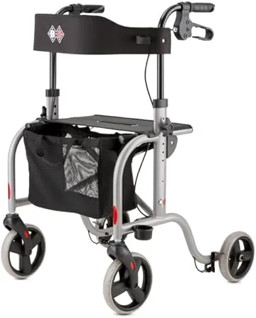 Bild von Bischoff und Bischoff RL-Smart ST faltbarer Rollator in Silber mit abnehmbarer Tasche und Stockhalter