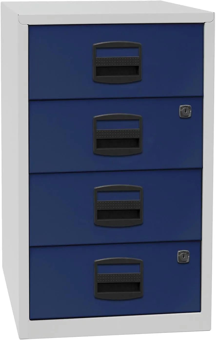 Bild von BISLEY Beistellschrank PFA mit 4 Universalschubladen in lichtgrau und oxfordblau