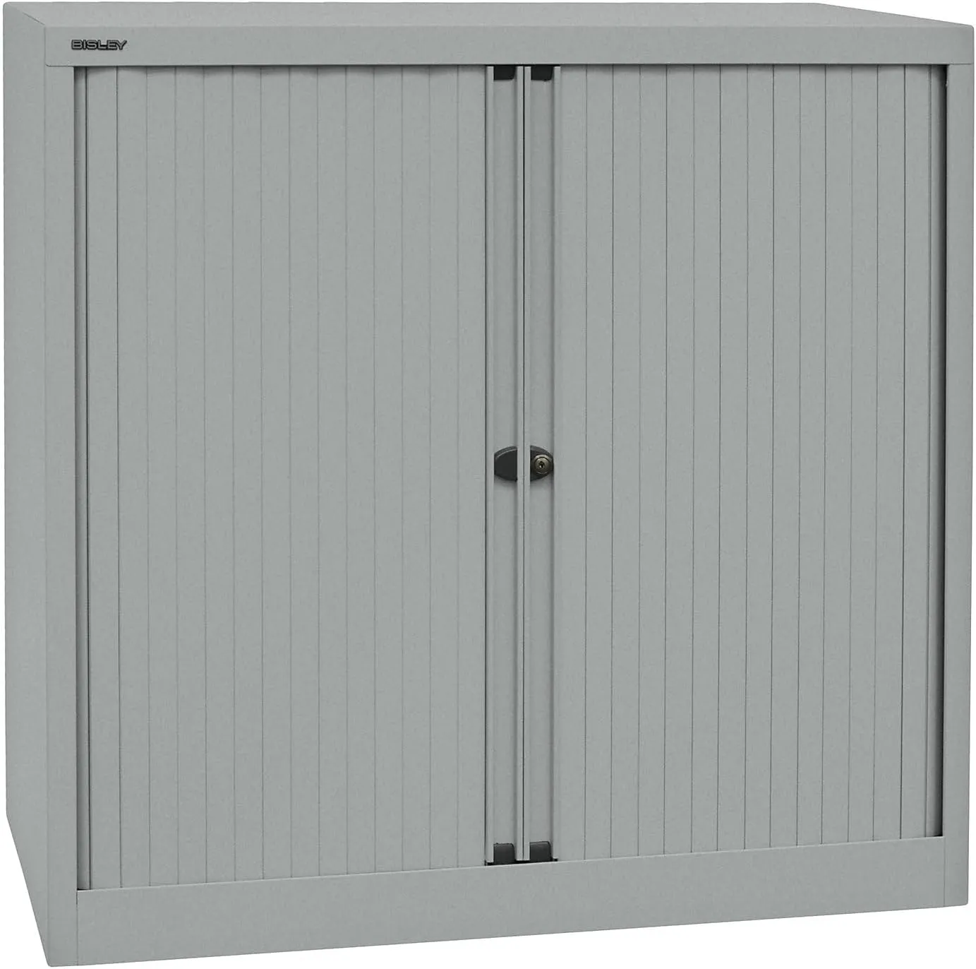Bild von BISLEY EuroTambour Rollladenschrank mit 2 Fachböden aus Metall in Silber, Maße 43 x 100 x 103 cm