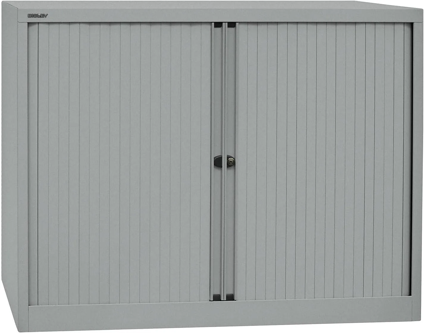 Bild von BISLEY EuroTambour Rollladenschrank mit 2 Fachböden aus Metall in Silber, Maße 43 x 120 x 103 cm