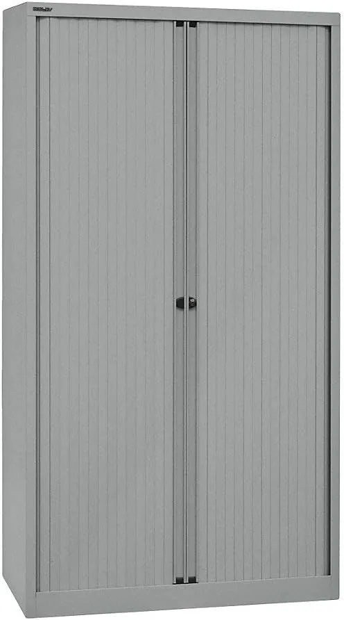 Bild von BISLEY EuroTambour Rollladenschrank mit 4 Fachböden aus Metall in Silber, Maße 43 x 100 x 198 cm