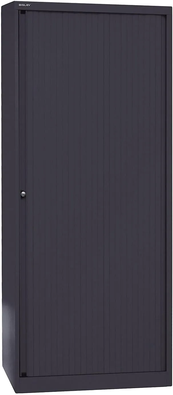 Bild von BISLEY EuroTambour Rollladenschrank mit 4 Fachböden und 5 Ordnerhöhen in Schwarz, Maße 43 x 80 x 198 cm
