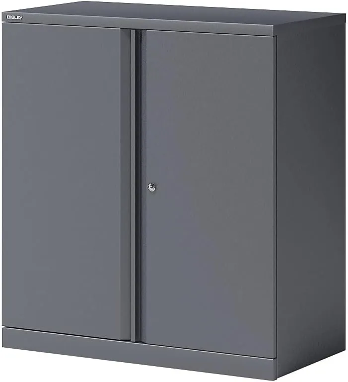 Bild von BISLEY Flügeltürenschrank Essentials in Anthrazitgrau mit einem Fachboden für zwei Ordnerhöhen, Maße 47 x 91,4 x 100 cm