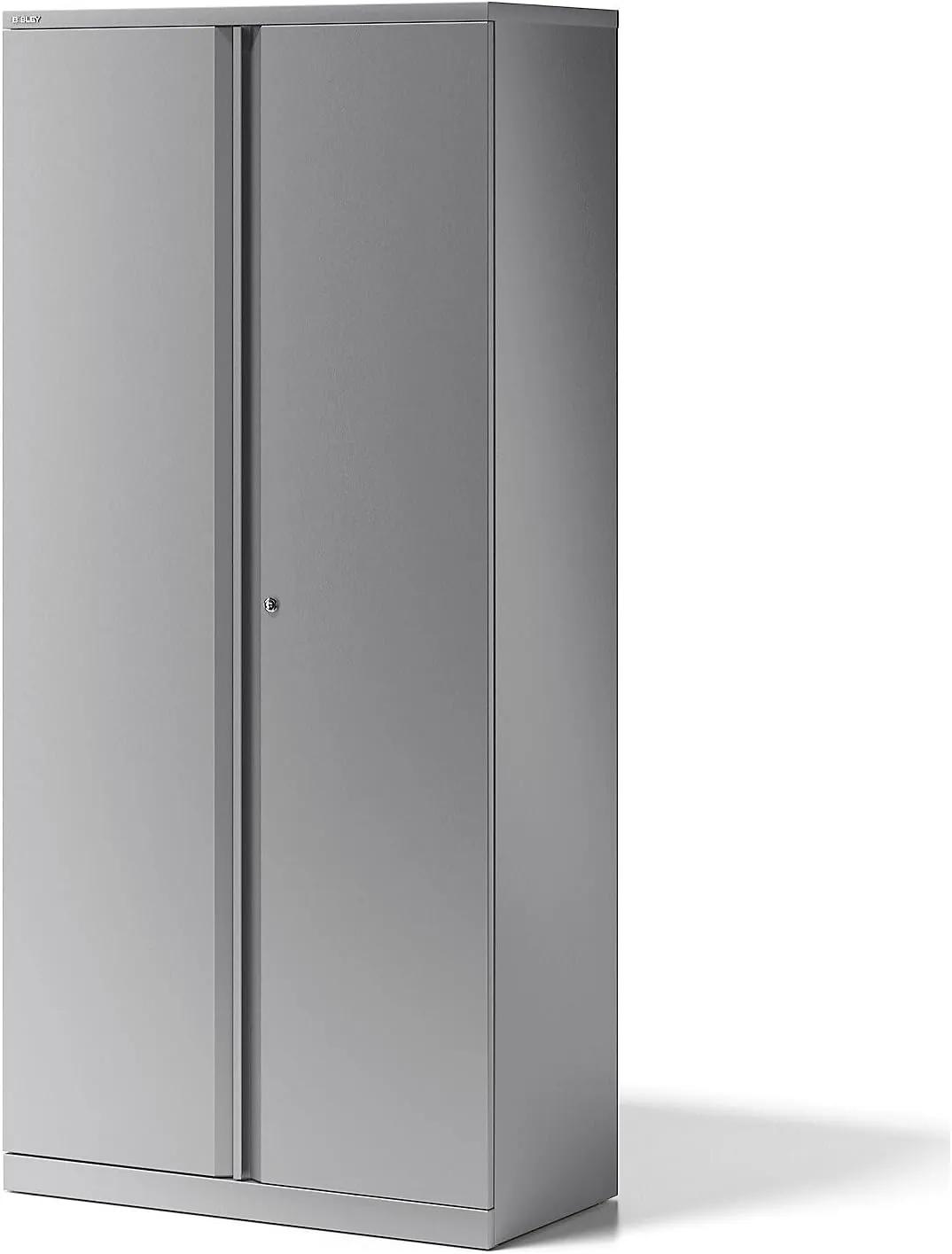Bild von BISLEY Flügeltürenschrank Essentials in Silber mit 4 Fachböden für 5 Ordnerhöhen, Maße 47 x 91.4 x 198 cm
