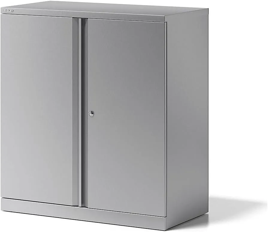 Bild von BISLEY Flügeltürenschrank Essentials in Silber mit einem Fachboden für zwei Ordnerhöhen, Maße 47 x 91,4 x 100 cm
