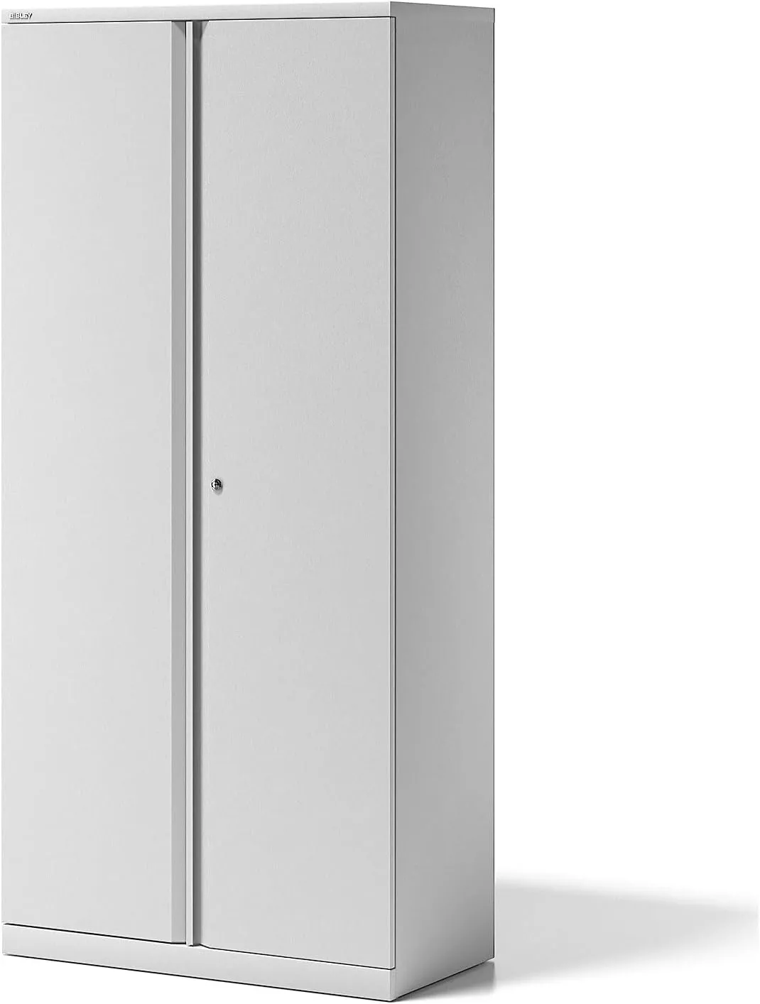 Bild von BISLEY Flügeltürenschrank Essentials in Verkehrsweiß mit 4 Fachböden für 5 Ordnerhöhen, Maße 47 x 91,4 x 198 cm