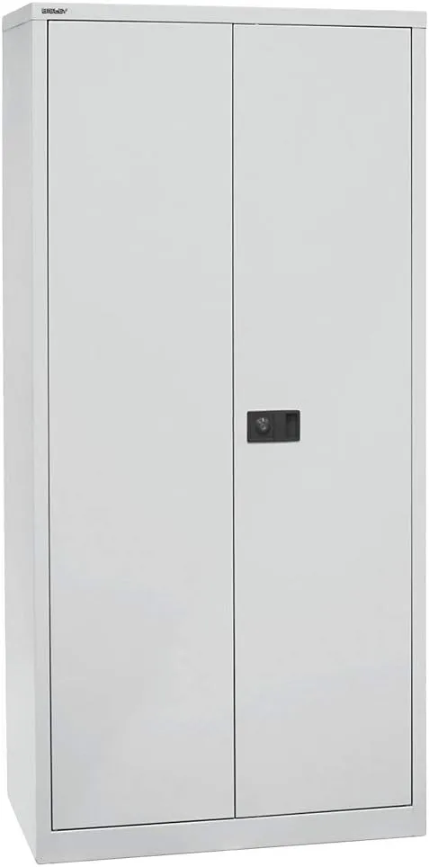 Bild von BISLEY Flügeltürenschrank in Lichtgrau mit 4 verzinkten Fachböden und 5 Ordnerhöhen, Maße 50 x 91,4 x 195 cm