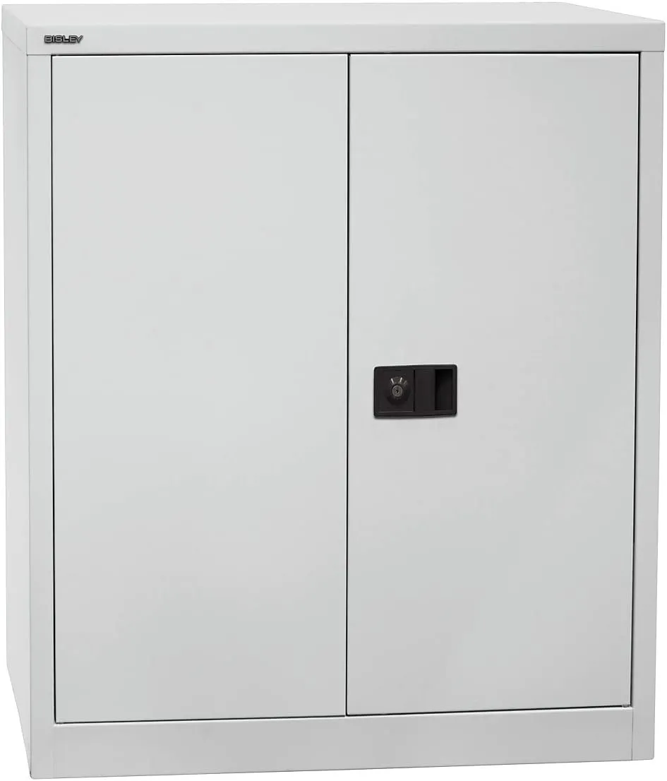 Bild von BISLEY Flügeltürenschrank in Lichtgrau mit einem verzinkten Fachboden und zwei Oberböden, Maße 40 x 91,4 x 100 cm