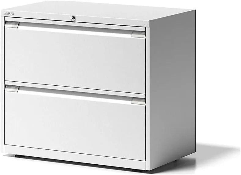 Bild von BISLEY Hängeregistraturschrank Essentials aus Metall in Verkehrsweiß mit 2 Hängeregistraturen, Maße 47 x 80 x 70 cm, Höhe 304 mm