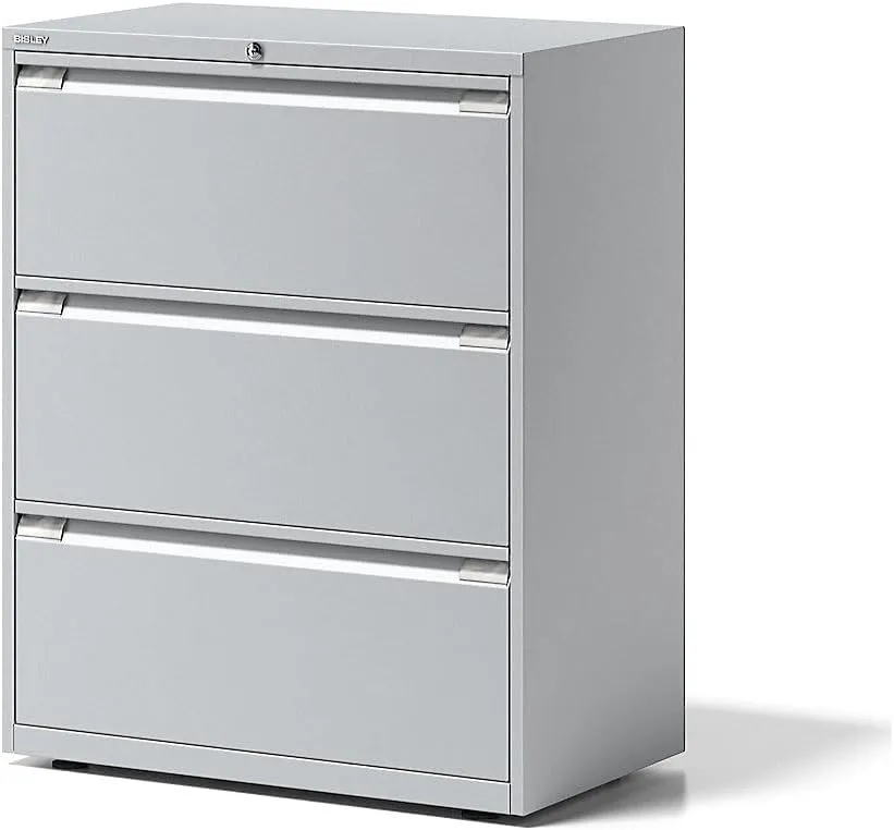 Bild von BISLEY Hängeregistraturschrank Essentials in Lichtgrau mit drei Hängeregistraturen, Maße 47 x 80 x 100 cm