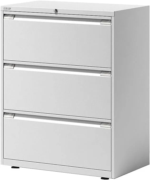 Bild von BISLEY Hängeregistraturschrank Essentials in Verkehrsweiß mit 3 Hängeregistraturen und den Abmessungen 47 x 80 x 100 cm