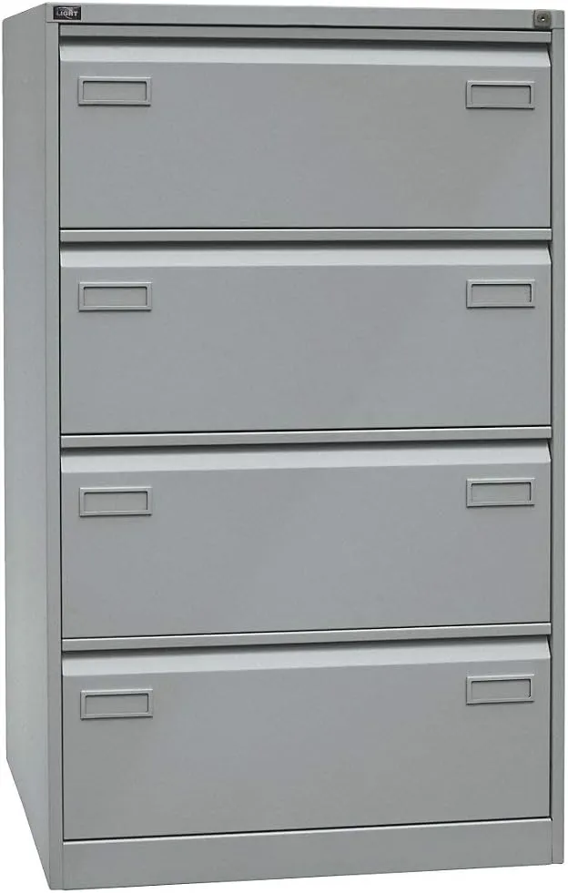 Bild von BISLEY Light Hängeregistraturschrank aus Metall mit 4 Schubladen für DIN A4 im Format 62,2 x 80 x 132,1 cm in Silber