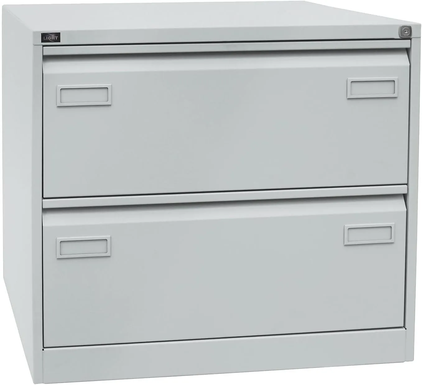 Bild von BISLEY Light Hängeregistraturschrank in Lichtgrau mit zwei Schubladen für DIN A4 Unterlagen, Maße 62,2 x 80 x 71,1 cm