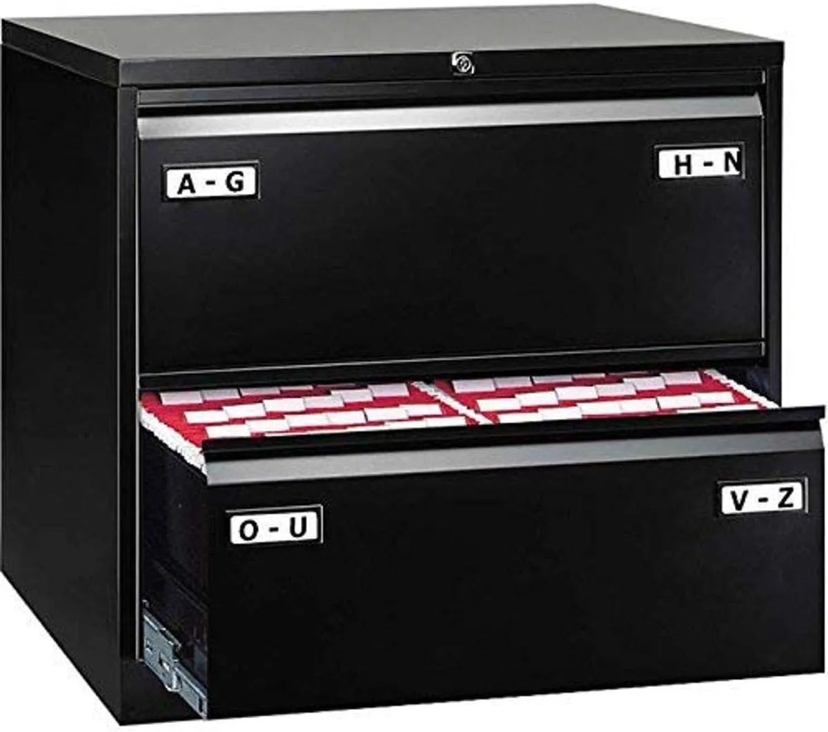 Bild von BISLEY Light Hängeregistraturschrank in Schwarz mit zwei Schubladen für DIN A4 Unterlagen, Maße 62,2 x 80 x 71,1 cm