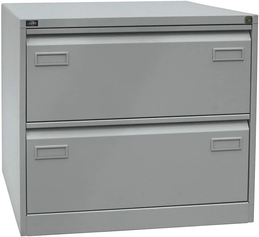 Bild von BISLEY Light Hängeregistraturschrank mit 2 Schubladen in Silber, DIN A4, Maße 62,2 x 80 x 71,1 cm
