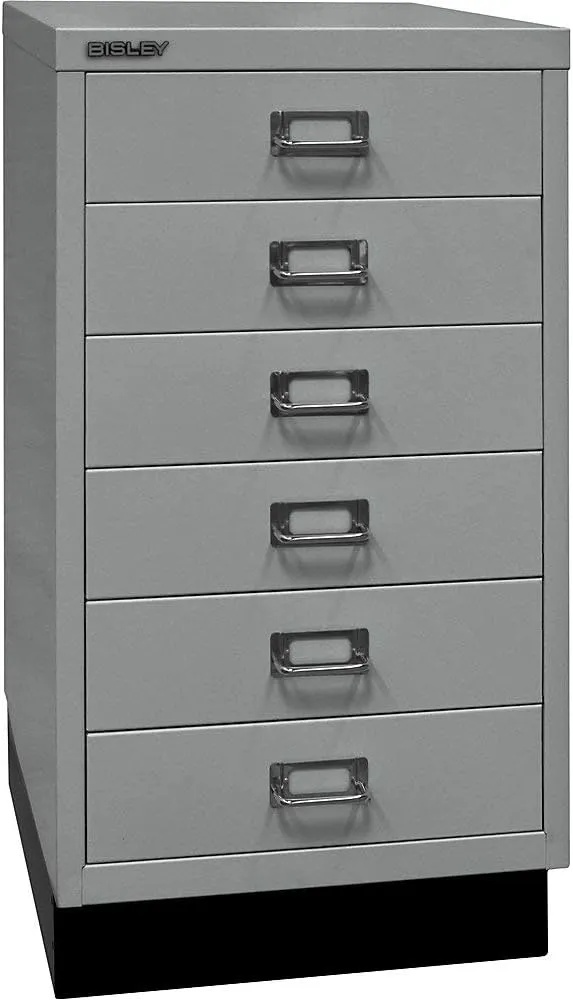 Bild von BISLEY MultiDrawer 29er Serie mit Sockel in Silber, 6 Schubladen für DIN A3, Maße 43,2 x 34,9 x 67 cm