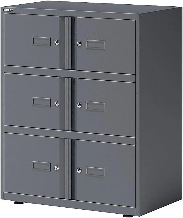 Bild von BISLEY Office Lodge Essentials mit 6 Türen in Anthrazitgrau, Maße 47 x 80 x 100 cm